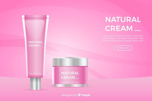 Natural cream ad in realistic style