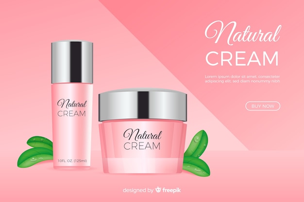 Annuncio di crema naturale in stile realistico