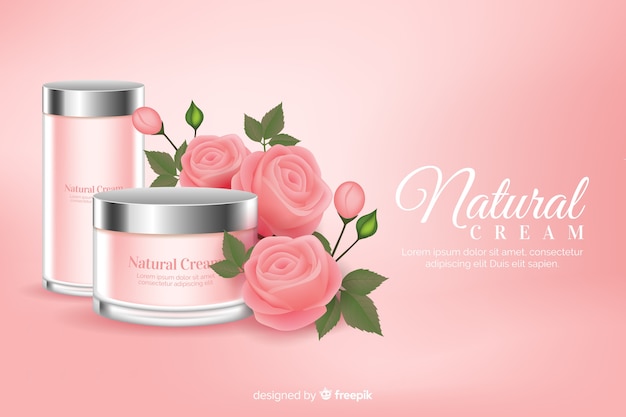 Vettore gratuito annuncio di crema naturale in stile realistico