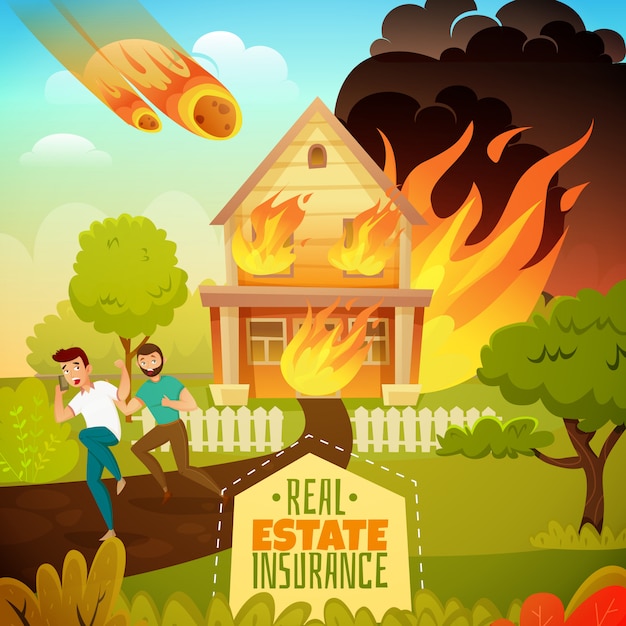 Free vector natural disaster in a house