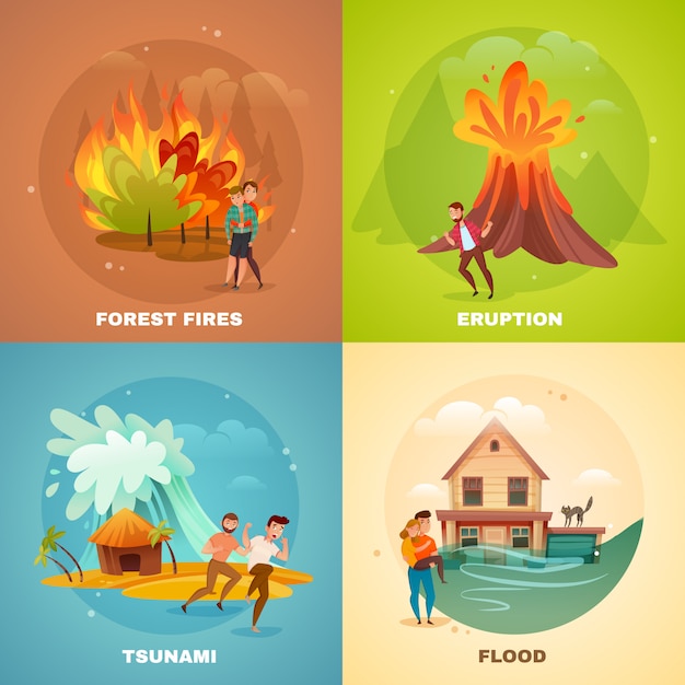 Free vector natural disasters  concept