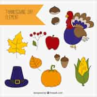 Free vector natural elements set of thanksgiving