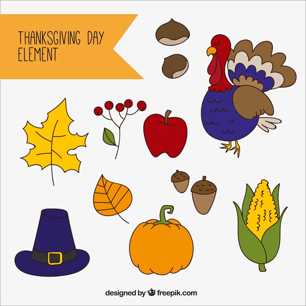 Natural elements set of thanksgiving