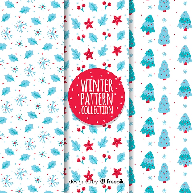 Free vector natural elements winter pattern collection