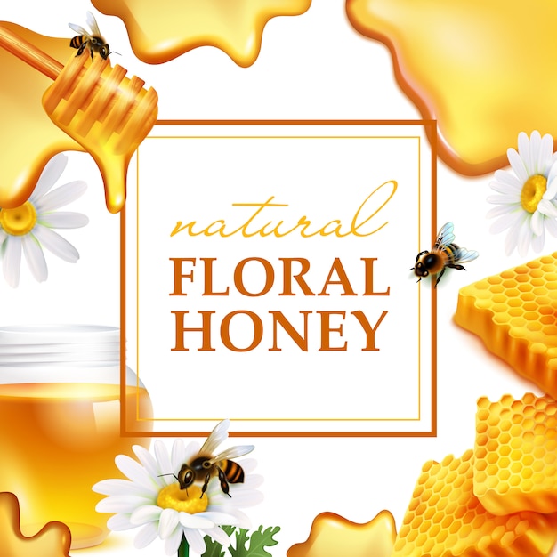 Natural floral honey colorful frame
