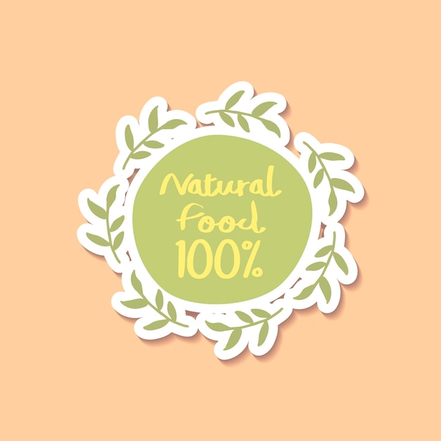Free vector natural food 100% wreath vector