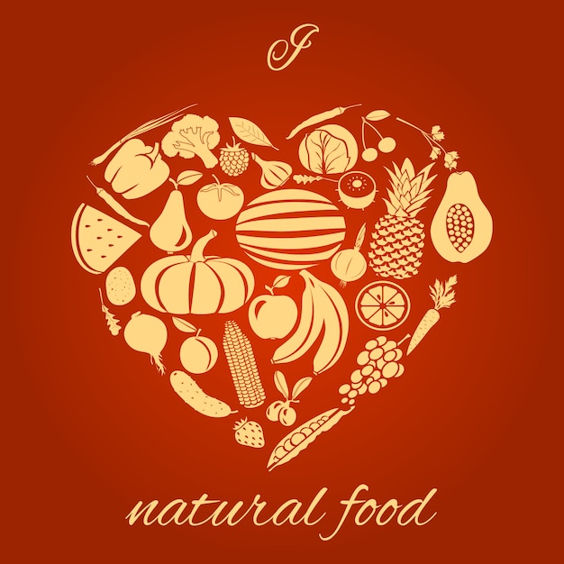 Бесплатное векторное изображение Натуральное пищевое сердце