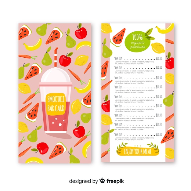 Free vector natural food menu template