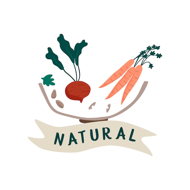 Natural fresh food badge vector