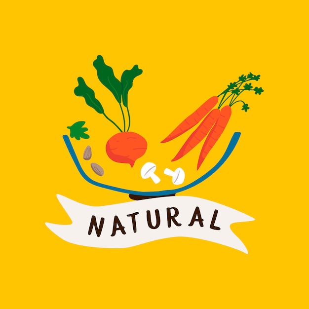 無料ベクター 自然な新鮮な食品バッジベクトル