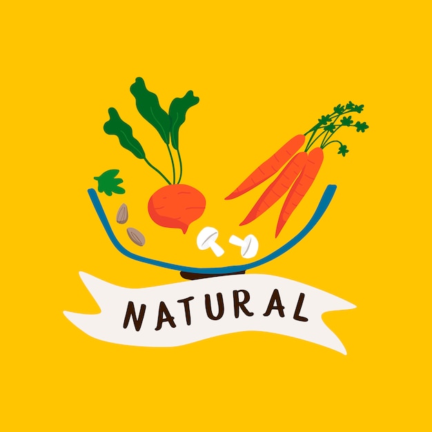 Natural fresh food badge vector