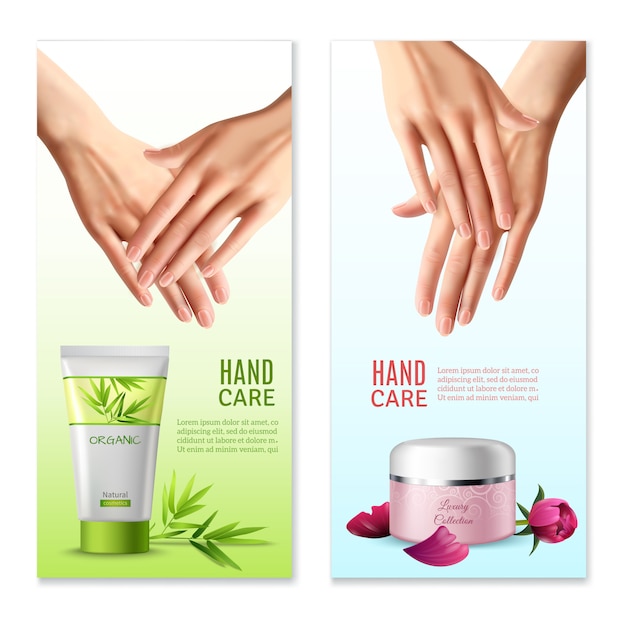 Natural hand cream realistic banners