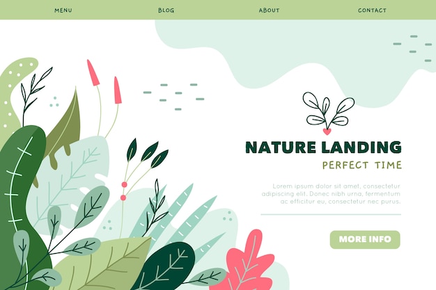 Modello di landing page disegnato a mano naturale