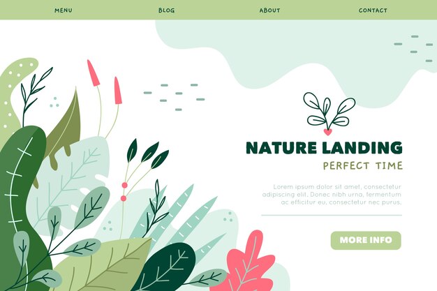 Natural hand drawn landing page template