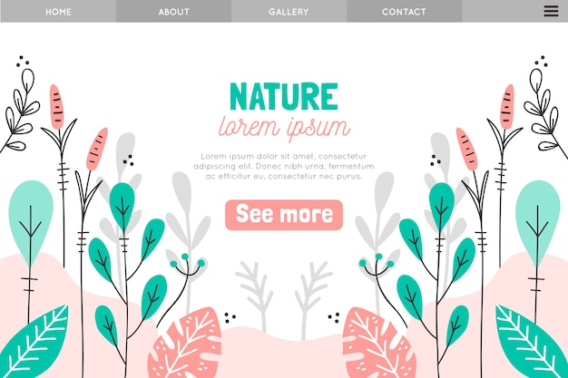 Natural landing page hand drawn template
