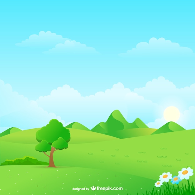 Free vector natural landscape cartoon