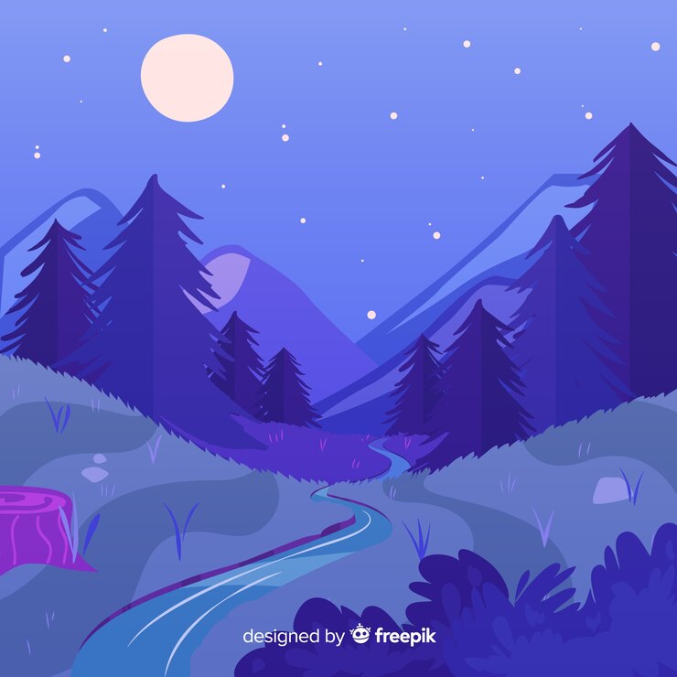 Free Vector natural landscape illustration flat design