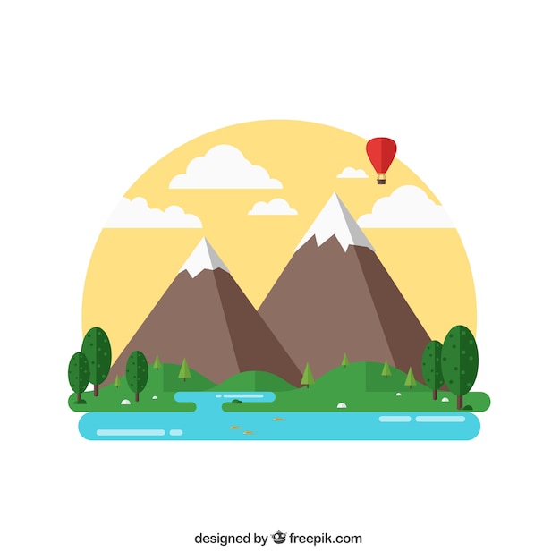 Free Natural Landscape In Flat Design Svg Dxf Eps Png Logo Svg File Free Download