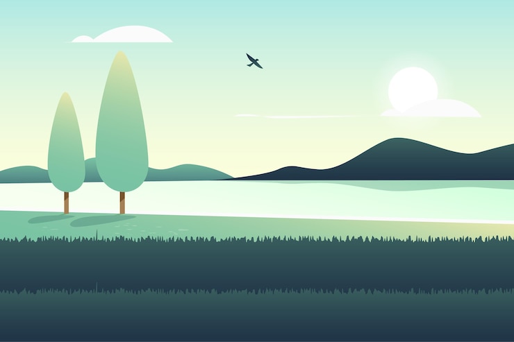 Free Vector natural landscape wallpaper concept