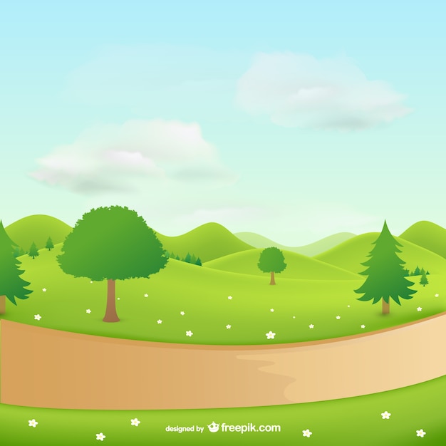 Free vector natural landscape with trees