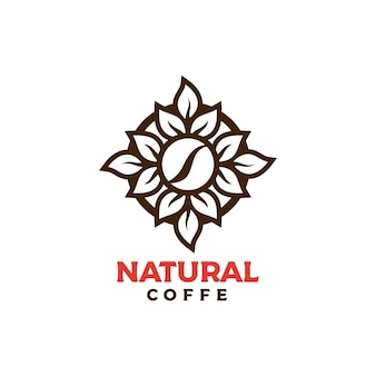 Natural leaf coffee bean shop logo vector