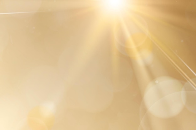Natural light lens flare vector on gold background sun ray effect