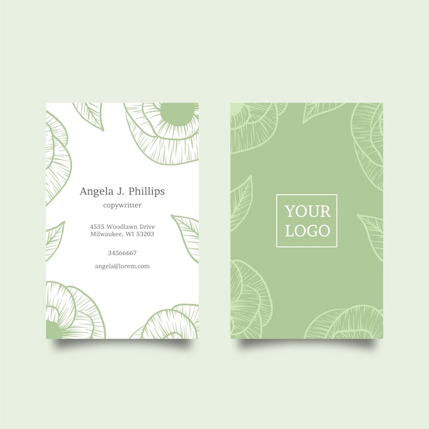 natural motifs of leaves and flowers business card