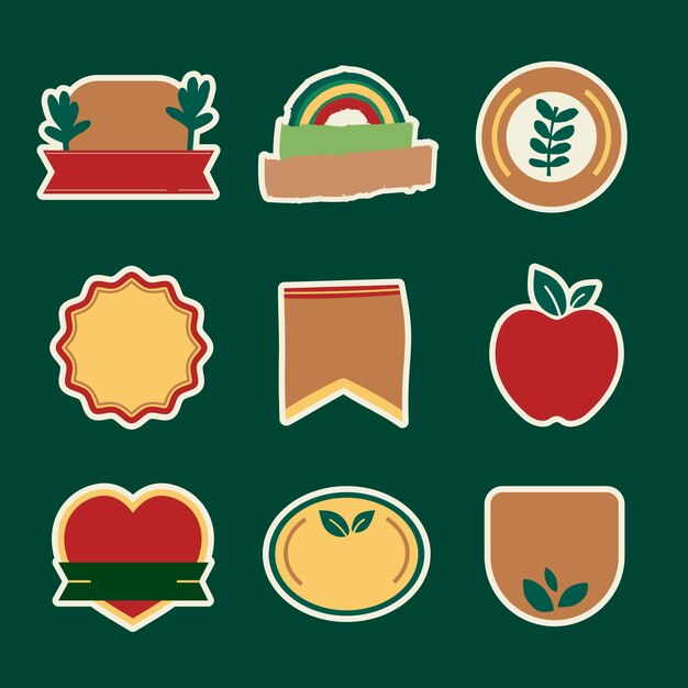 Free vector natural products badges set vector inretro style