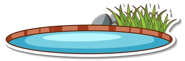 Free vector a natural small pond sticker isolated