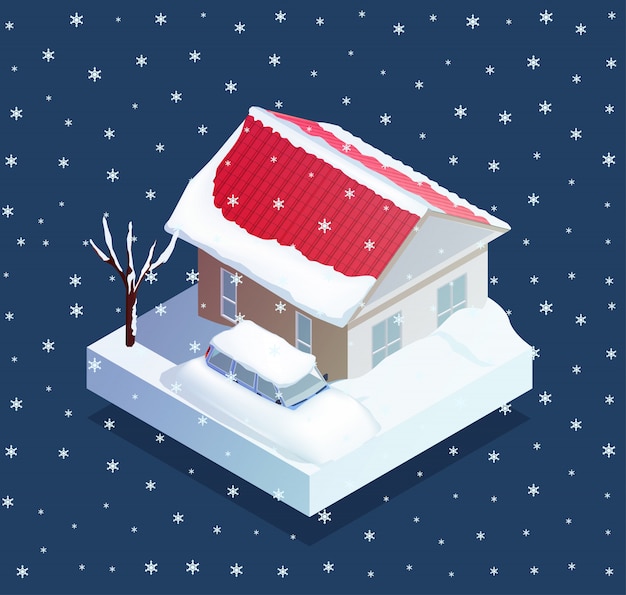 Free vector natural snow disaster illustration