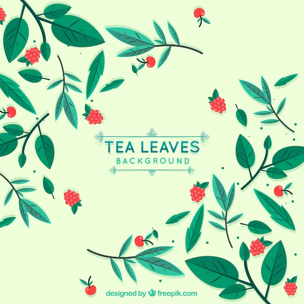 Natural tea leave background with flat design