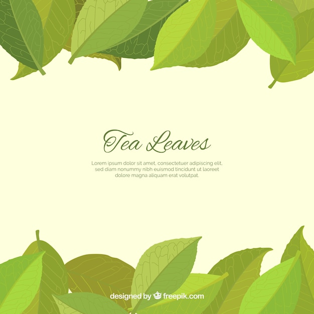 Natural tea leave background with flat design