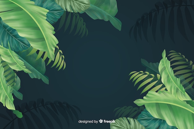 Free vector natural tropical background with leaves