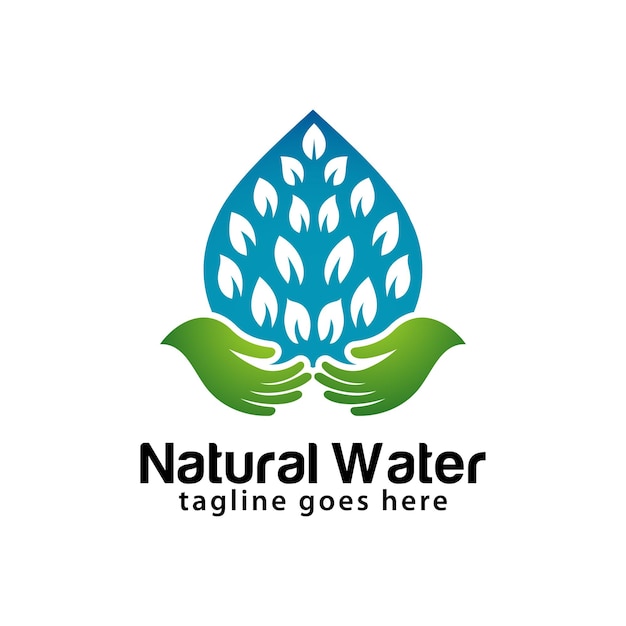 天然水のロゴデザインテンプレート Premiumベクター