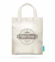 Free vector natural white canvas mock up shopping bag template