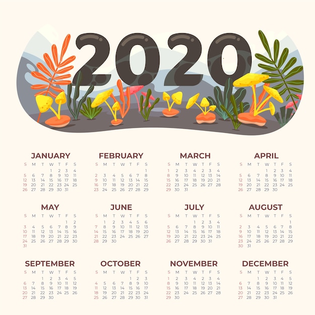 Free vector nature 2020 calendar template