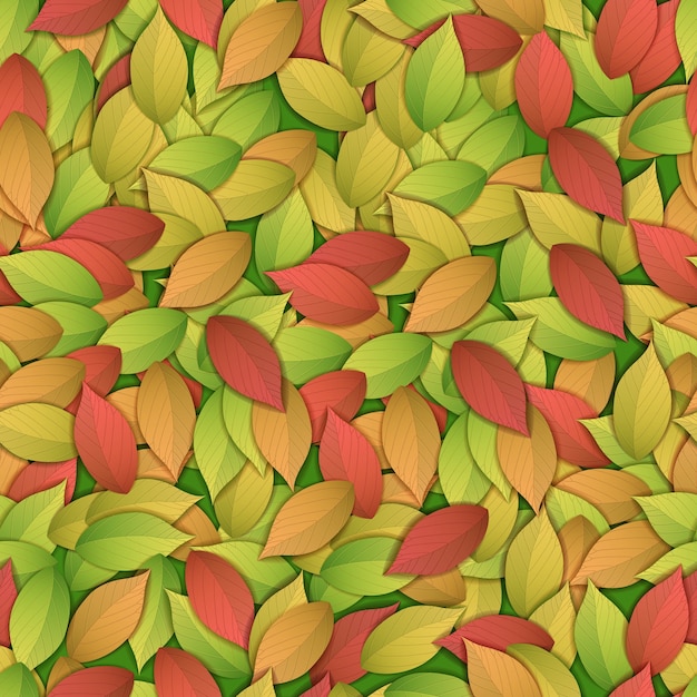 Nature abstract colorful seamless pattern with autumn leaves