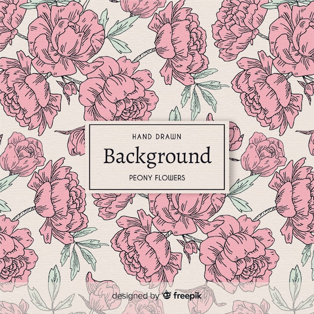 Free vector nature background with beautiful peony flowers