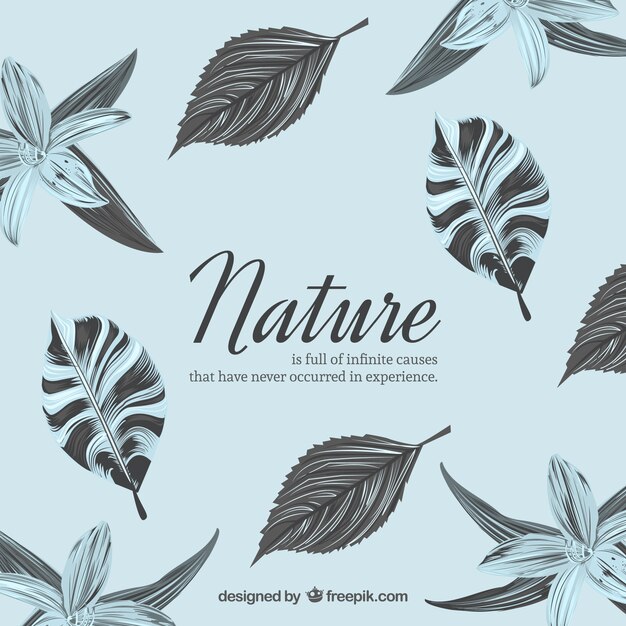 Nature background with flowers and leaves