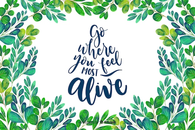 Free vector nature background with lettering quote