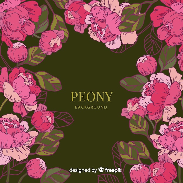 Free vector nature background with peony flowers