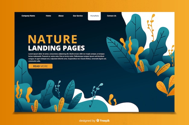 Free vector nature concept landing page template