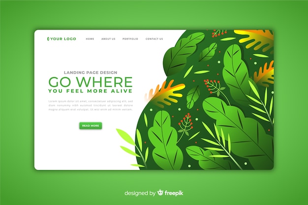 Free vector nature concept landing page template