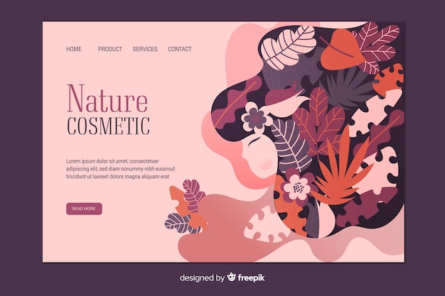 Modello di pagina di destinazione cosmetica natura