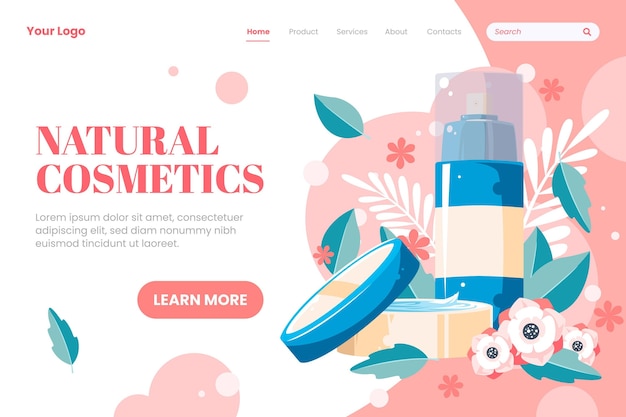 Free vector nature cosmetics home page template