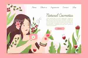 Free vector nature cosmetics landing page template