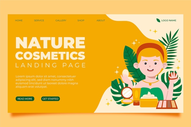 Free vector nature cosmetics landing page template