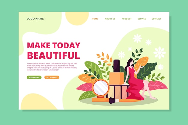 Vettore gratuito cosmetici naturali - landing page