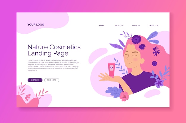 Free vector nature cosmetics - landing page