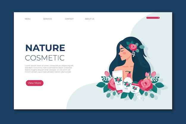 Free vector nature cosmetics landing page